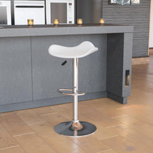 Contemporary White Vinyl Adjustable Height Barstool with Wavy Seat and Chrome Base [FLF-CH-TC3-1002-WH-GG]