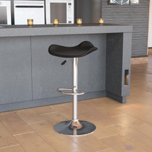 Contemporary Black Vinyl Adjustable Height Barstool with Wavy Seat and Chrome Base [FLF-CH-TC3-1002-BK-GG]