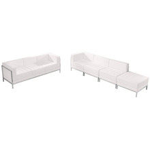 HERCULES Imagination Series Melrose White LeatherSoft Sofa & Lounge Chair Set, 5 Pieces [FLF-ZB-IMAG-SET16-WH-GG]