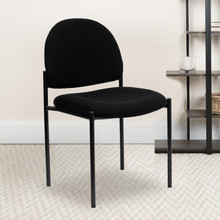 Comfort Black Fabric Stackable Steel Side Reception Chair [FLF-BT-515-1-BK-GG]