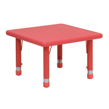 24'' Square Red Plastic Height Adjustable Activity Table [FLF-YU-YCX-002-2-SQR-TBL-RED-GG]