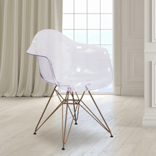 Alonza Series Transparent Side Chair with Gold Base [FLF-FH-132-CPC1-GG]
