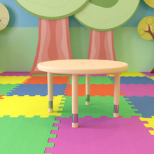 33" Round Natural Plastic Height Adjustable Activity Table [FLF-YU-YCX-007-2-ROUND-TBL-NAT-GG]