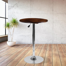 23.5'' Round Adjustable Height Rustic Pine Wood Table (Adjustable Range 26.25'' - 35.5'') [FLF-CH-9-GG]