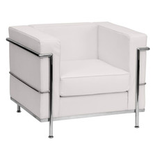 HERCULES Regal Series Contemporary Melrose White LeatherSoft Chair with Encasing Frame [FLF-ZB-REGAL-810-1-CHAIR-WH-GG]