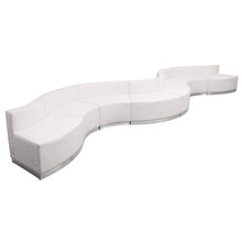 HERCULES Alon Series Melrose White LeatherSoft Reception Configuration, 8 Pieces [FLF-ZB-803-430-SET-WH-GG]