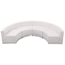 HERCULES Alon Series Melrose White LeatherSoft Reception Configuration, 4 Pieces [FLF-ZB-803-480-SET-WH-GG]