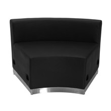 HERCULES Alon Series Black LeatherSoft Concave Chair with Brushed Stainless Steel Base [FLF-ZB-803-INSEAT-BK-GG]