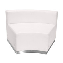 HERCULES Alon Series Melrose White LeatherSoft Concave Chair with Brushed Stainless Steel Base [FLF-ZB-803-INSEAT-WH-GG]