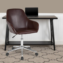 Cortana Home and Office Mid-Back Chair in Brown LeatherSoft [FLF-DS-8012LB-BRN-GG]