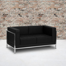 HERCULES Imagination Series Contemporary Black LeatherSoft Loveseat with Encasing Frame [FLF-ZB-IMAG-LS-GG]
