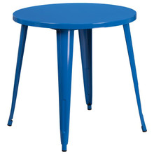 Commercial Grade 30" Round Blue Metal Indoor-Outdoor Table [FLF-CH-51090-29-BL-GG]