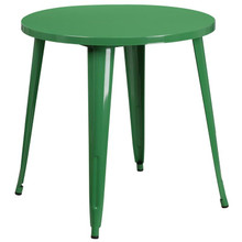 Commercial Grade 30" Round Green Metal Indoor-Outdoor Table [FLF-CH-51090-29-GN-GG]