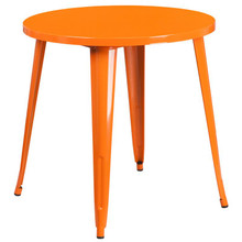 Commercial Grade 30" Round Orange Metal Indoor-Outdoor Table [FLF-CH-51090-29-OR-GG]