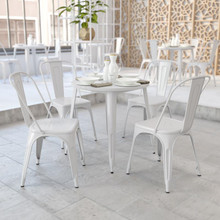 Commercial Grade 30" Round White Metal Indoor-Outdoor Table [FLF-CH-51090-29-WH-GG]