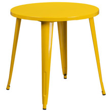 Commercial Grade 30" Round Yellow Metal Indoor-Outdoor Table [FLF-CH-51090-29-YL-GG]