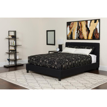 Tribeca Full Size Tufted Upholstered Platform Bed in Black Fabric with Pocket Spring Mattress [FLF-HG-BM-22-GG]