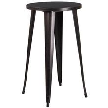 Commercial Grade 24" Round Black-Antique Gold Metal Indoor-Outdoor Bar Height Table [FLF-CH-51080-40-BQ-GG]