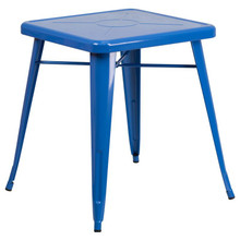 Commercial Grade 23.75" Square Blue Metal Indoor-Outdoor Table [FLF-CH-31330-29-BL-GG]