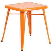 Commercial Grade 23.75" Square Orange Metal Indoor-Outdoor Table [FLF-CH-31330-29-OR-GG]