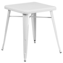 Commercial Grade 23.75" Square White Metal Indoor-Outdoor Table [FLF-CH-31330-29-WH-GG]