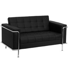 HERCULES Lesley Series Contemporary Black LeatherSoft Loveseat with Encasing Frame [FLF-ZB-LESLEY-8090-LS-BK-GG]