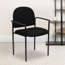 Comfort Black Fabric Stackable Steel Side Reception Chair with Arms [FLF-BT-516-1-BK-GG]