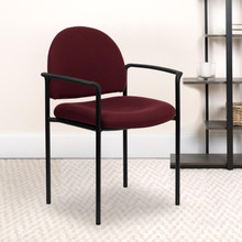 Comfort Burgundy Fabric Stackable Steel Side Reception Chair with Arms [FLF-BT-516-1-BY-GG]