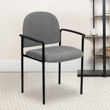 Comfort Gray Fabric Stackable Steel Side Reception Chair with Arms [FLF-BT-516-1-GY-GG]