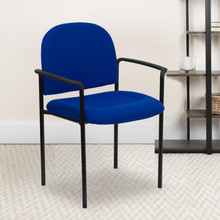 Comfort Navy Fabric Stackable Steel Side Reception Chair with Arms [FLF-BT-516-1-NVY-GG]