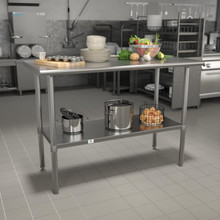 Stainless Steel 18  Gauge Prep and Work Table with Undershelf - NSF Certified - 48"W x 24"D x 34.5"H [FLF-NH-WT-2448-GG]
