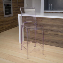 Ghost Counter Stool with Square Back in Transparent Crystal [FLF-OW-SQUAREBACK-24-GG]