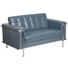 HERCULES Lesley Series Contemporary Gray LeatherSoft Loveseat with Encasing Frame [FLF-ZB-LESLEY-8090-LS-GY-GG]