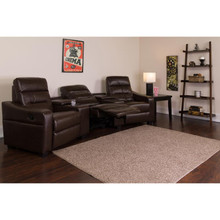 Theatre Seats | LeatherSoft Reclining Home Theatre Sectional Sofa [FLF-BT-70380-3-BRN-GG]