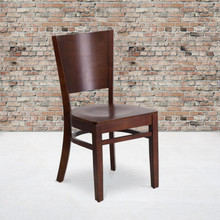 Lacey Series Solid Back Walnut Wood Restaurant Chair [FLF-XU-DG-W0094B-WAL-WAL-GG]
