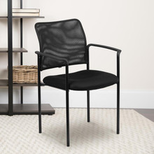 Comfort Black Mesh Stackable Steel Side Chair with Arms [FLF-GO-516-2-GG]