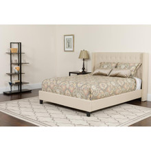 Riverdale Twin Size Tufted Upholstered Platform Bed in Beige Fabric with Memory Foam Mattress [FLF-HG-BMF-33-GG]