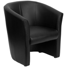 Black LeatherSoft Barrel-Shaped Guest Chair [FLF-GO-S-01-BK-QTR-GG]