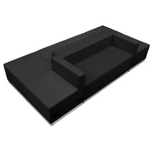 HERCULES Alon Series Black LeatherSoft Reception Configuration, 6 Pieces [FLF-ZB-803-500-SET-BK-GG]