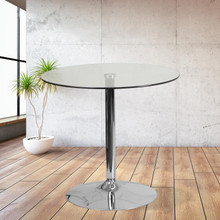 31.5'' Round Glass Table with 29''H Chrome Base [FLF-CH-7-GG]