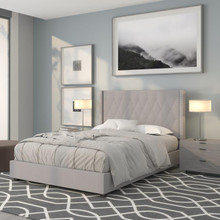 Riverdale Full Size Tufted Upholstered Platform Bed in Light Gray Fabric [FLF-HG-42-GG]