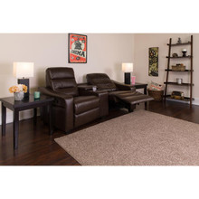 Futura Series 2-Seat Reclining Brown LeatherSoft Theater Seating Unit with Cup Holders [FLF-BT-70380-2-BRN-GG]