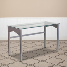 Contemporary Clear Tempered Glass Desk with Geometric Sides [FLF-NAN-YLCD1219-GG]