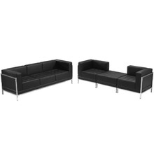 HERCULES Imagination Series Black LeatherSoft Sofa & Lounge Chair Set, 4 Pieces [FLF-ZB-IMAG-SET15-GG]