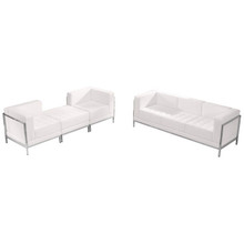 HERCULES Imagination Series Melrose White LeatherSoft Sofa & Lounge Chair Set, 4 Pieces [FLF-ZB-IMAG-SET15-WH-GG]