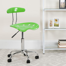Vibrant Apple Green and Chrome Swivel Task Office Chair with Tractor Seat [FLF-LF-214-APPLEGREEN-GG]