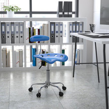 Vibrant Bright Blue and Chrome Swivel Task Office Chair with Tractor Seat [FLF-LF-214-BRIGHTBLUE-GG]