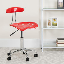 Vibrant Cherry Tomato and Chrome Swivel Task Office Chair with Tractor Seat [FLF-LF-214-CHERRYTOMATO-GG]