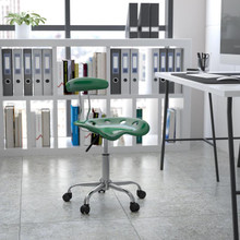 Vibrant Green and Chrome Swivel Task Office Chair with Tractor Seat [FLF-LF-214-GREEN-GG]