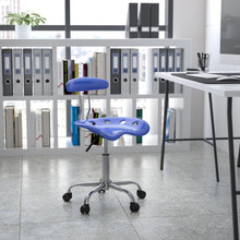 Vibrant Nautical Blue and Chrome Swivel Task Office Chair with Tractor Seat [FLF-LF-214-NAUTICALBLUE-GG]